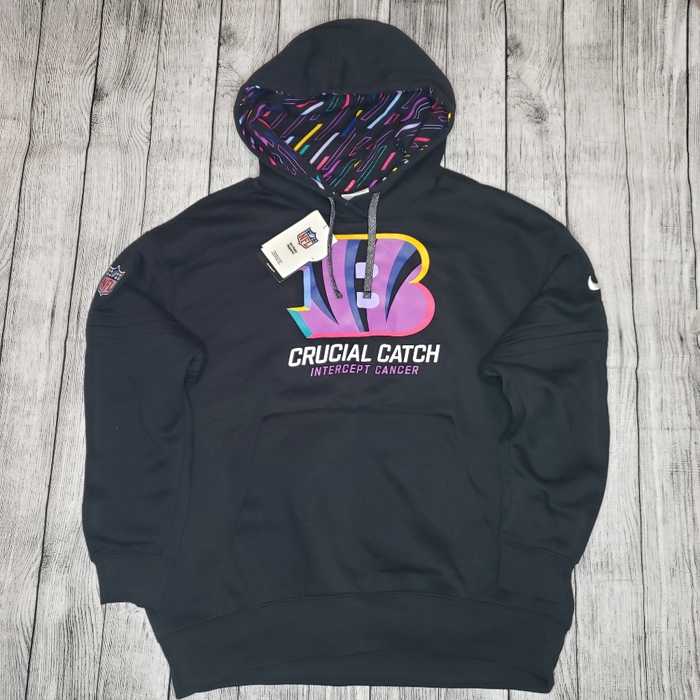 Cincinatti Bengals Crucial Catch Black Breast Cancer Awareness Hoodie